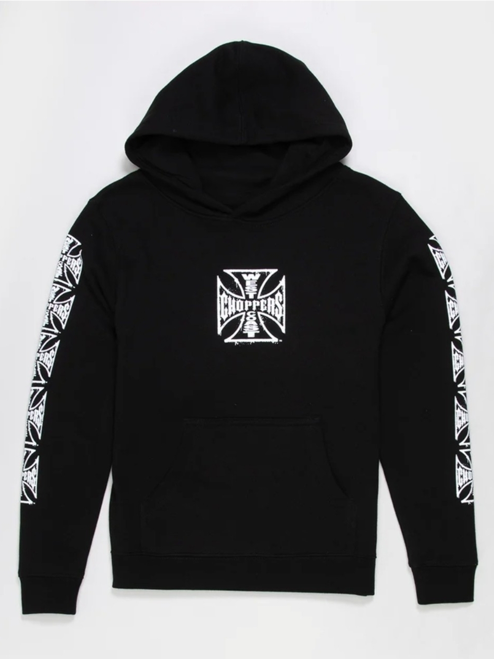 West Coast Choppers Black Graphic Pullover Hoodie with White Chest